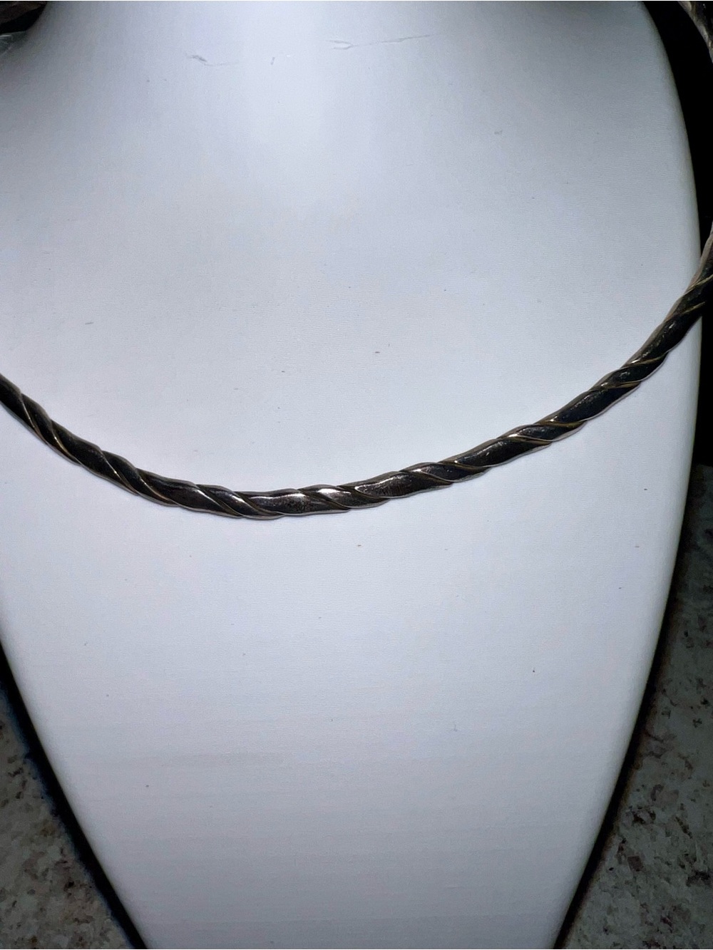 Mexican Vintage Sterling Silver twisted 925 Torque Necklace